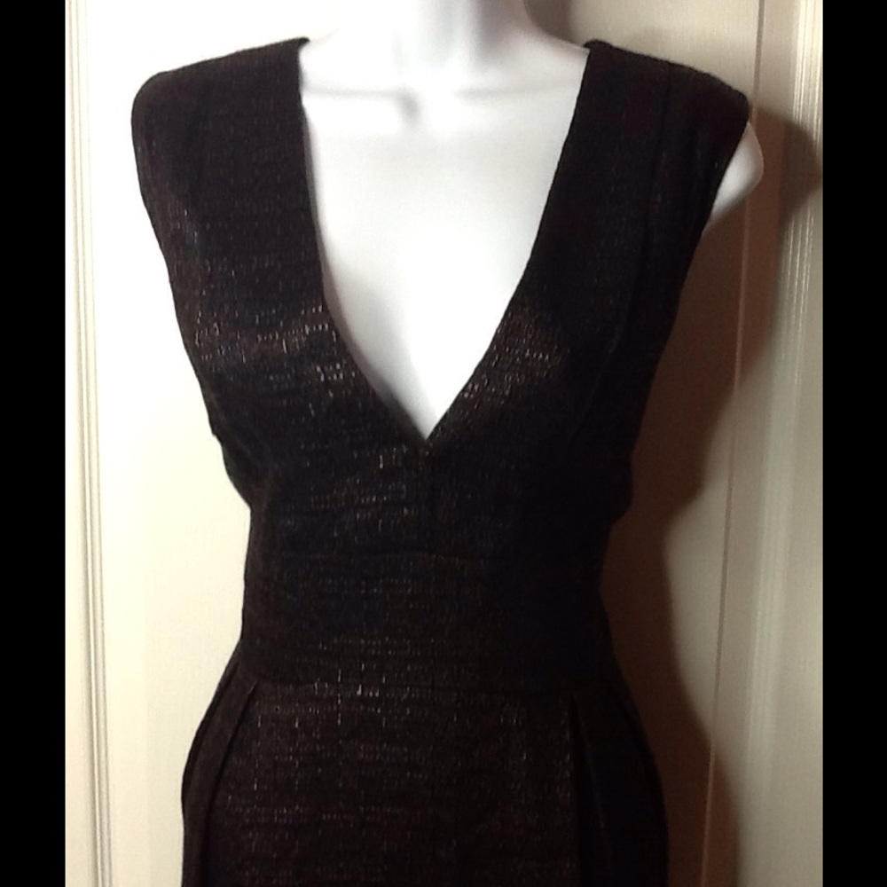 Adam Lippes Nwt Structured Deep V Neck Black Dress - image 3